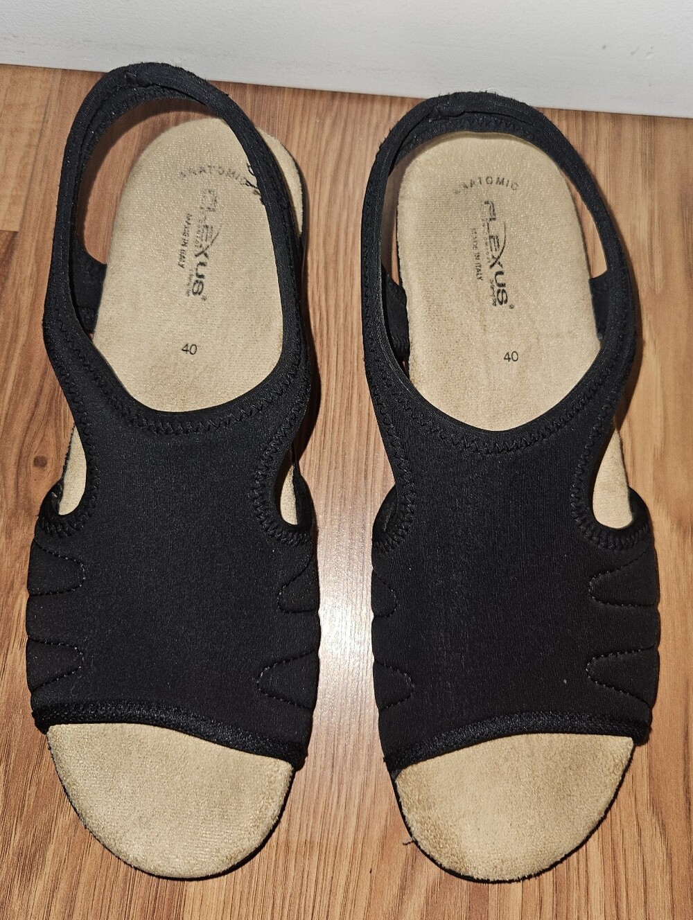 Flexus by Spring Step Nyaman Black Comfort Slingback Sandals Made In Italy